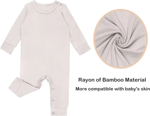 Vista 3 de GUISBY Pijamas de rayón para bebé, pijamas de manga larga con cierre de presión