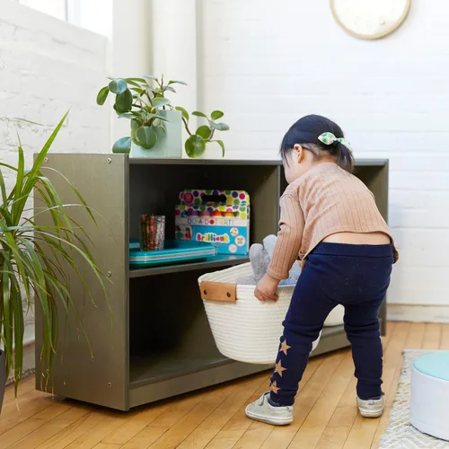 Vista 2 de ECR4Kids Gabinete de almacenamiento móvil de 5 compartimentos, para niños pequeños, mobiliario para aulas, Gris lavado