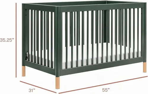 Vista 8 de Babyletto Gelato - Cuna 4 en 1, verde bosque con patas de cuero rubio