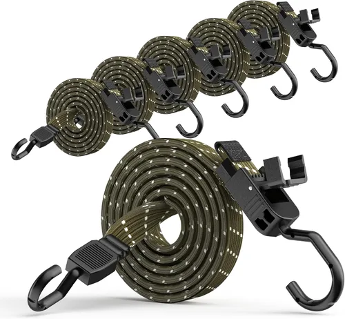 Vista 7 de Cuerdas elásticas resistentes para exteriores, cuerdas elásticas largas y ajustables con ganchos planos, correas elásticas de goma de alta