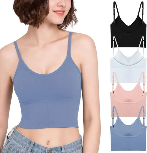 Vista 2 de Eleplus Brasier cómodo para dormir de 4 piezas para mujer, brasier sin varillas, acolchado, paquete de 4