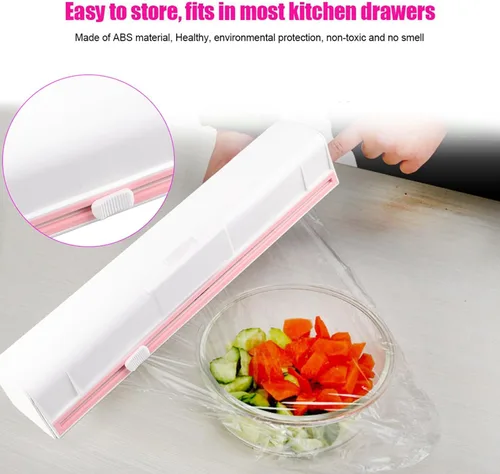 Vista 7 de Estink Cortador y dispensador de película adhesiva, ABS + hoja de acero inoxidable, 12 x 75 pulgadas, conservación de alimentos, almacenamiento
