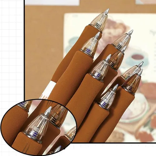 Vista 6 de MOZXIRZ 4 bolígrafos de tinta de gel borrables retráctiles, bonitos bolígrafos de oso de 0.5mm, bolígrafo de punta fina, suministros escolares
