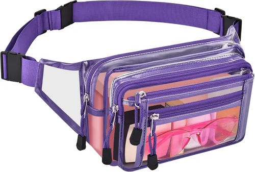 Vista 15 de Riñonera transparente aprobada por estadios para mujeres, para el trabajo, bolsa de cintura multiusos para viajes y eventos deportivos, 2 colores.