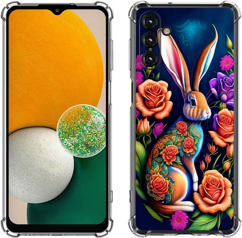 Vista 40 de Samsung Galaxy A14 5G - Funda para teléfono celular, diseño de flores de mariposa azul, a prueba de golpes, TPU con bordes elevados, compatible