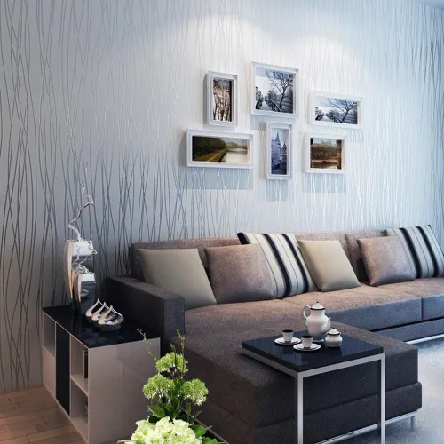 Vista 4 de Q QIHANG - Papel pintado clásico a rayas, diseño de rayas, color plateado y gris Non-woven,Modern Fashion,For Living Room Bedroom,KTV,Bar,TV