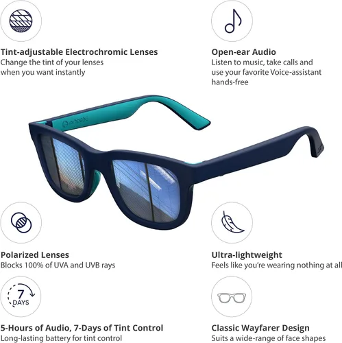 Vista 3 de Ampere Aplicación Dusk con gafas de sol inteligentes ajustables