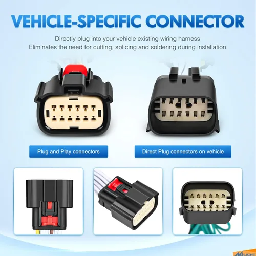 Vista 5 de Nilight Kit de arnés de cableado de remolque de 4 vías 56407, arnés de cableado de remolque personalizado del lado del vehículo JL, compatible