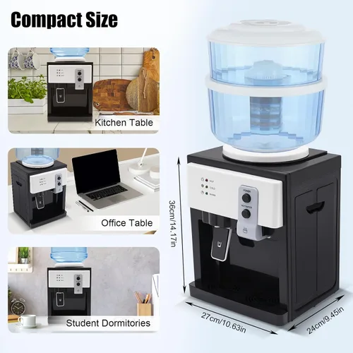 Vista 6 de LYNICESHOP Dispensador de agua de encimera de carga superior, dispensador de agua fría caliente de 5 galones, dispensador de agua fría
