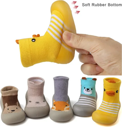 Vista 7 de Zapatos de calcetín para bebé, suela de goma suave, antideslizante, para interiores, para bebés, niños y niñas, zapatos de entrenamiento