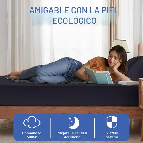 Vista 4 de Protector de colchón tamaño individual, funda de colchón impermeable con bolsillo profundo de 18 pulgadas, cubierta de cama estilo sábana bajera