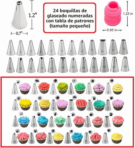 Vista 3 de Kit de decoración de pasteles, 190 piezas de suministros para Rosa