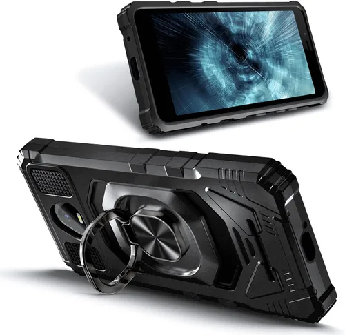 Vista 2 de Funda diseñada para Schok Volt SV55 con protector de pantalla [vidrio templado], funda protectora a prueba de golpes [grado militar] con soporte