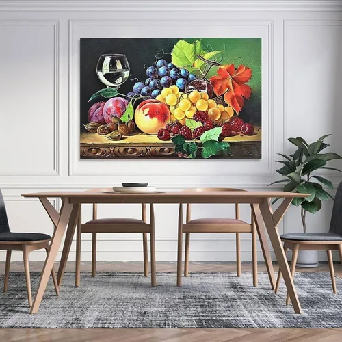 Vista 5 de Arte de pared vintage con imágenes de vino, obras de arte de vino y frutas, pintura al óleo sobre lienzo para comedor, lienzo, impresiones