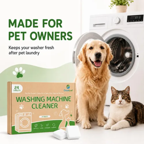 Vista 6 de ORIENTLEAF Limpiador de lavadora para dueños de mascotas, 24 tabletas 1 año de suministro