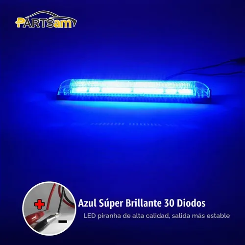 Vista 3 de Partsam 2 barras de luz azul de 30 LED de 8 pulgadas, luz de marcador de camión de remolque, 12 V de baja corriente, luces LED marinas de línea