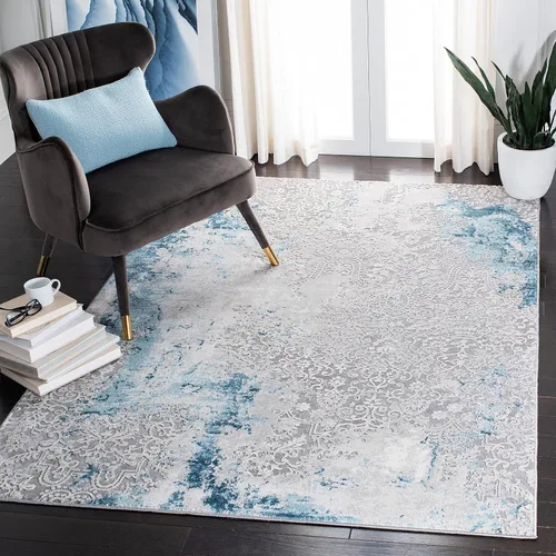 Vista 14 de SAFAVIEH Meadow Collection - Alfombra decorativa de 2 x 5 pies, gris claro y rosa, diseño abstracto moderno, no desprende pelusa y de fácil cuidado