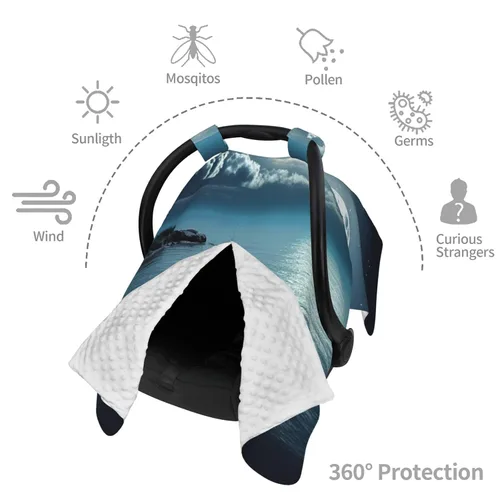 Vista 8 de Cubierta de toldo para asiento de automóvil para bebé, suave y transpirable, fundas de lactancia materna, multiuso, cochecito de bebé, regalo