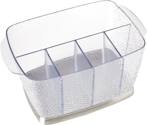 Vista 2 de InterDesign Rain organizador de cosméticos Soporte para cubiertos, almacenamiento de encimera de cocina, comedor, patio al aire libre, mesas