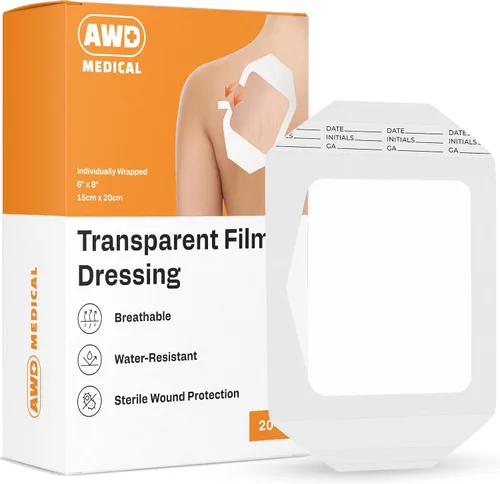 Vista 9 de AWD - Vendaje de película transparente, impermeable, transparente, cinta adhesiva para vendaje, cubierta transparente IV, protector de ducha
