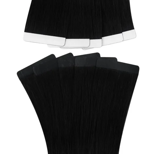Vista 9 de Ugeat Extensiones de cabello humano con cinta invisible, extensiones de cabello negro con cinta, extensiones de cabello humano negro azabache