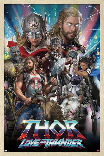 Vista 7 de Trends International Marvel Thor: Love and Thunder - Póster de pared increíble, 14.725 x 22.375 pulgadas, versión enmarcada de madera de granero