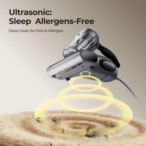 Vista 6 de JIGOO Aspirador de cama con sensor de polvo, aspiradora de colchón con UV, ultrasónico y alto calentamiento, succión de 13 Kpa 500 W potentes