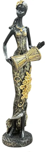 Vista 10 de Lescafita Estatua de dama africana con tótem tribal africano para boda, iglesia, decoración de festivales, estatua femenina decorativa africana
