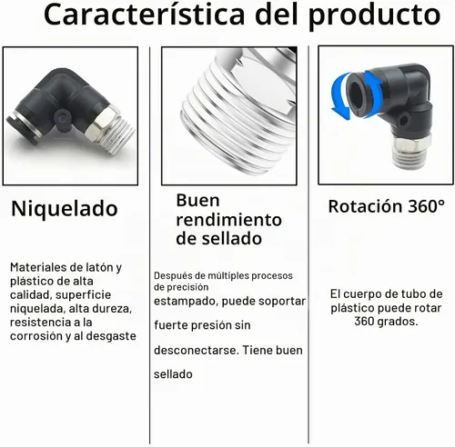 Vista 3 de CEKER 1/2 Codo Macho Conexiones de Líneas Aéreas de Empuje Ajustes de Conexión de Empuje de 90 Grados Ajustes de Aire, PL 1/2 Tubo Od x 1/2" NPT