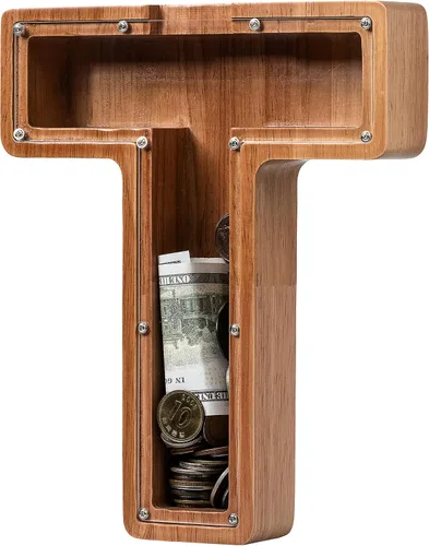 Vista 89 de Alcancía para niños y niñas, alcancía de madera con letra grande del alfabeto con inicial A, banco de monedas, regalos divertidos para cumpleaños