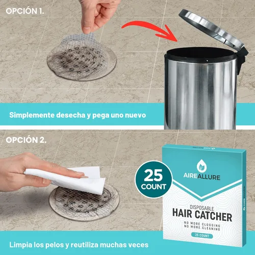 Vista 6 de Paquete de 25 calcomanías de malla desechables para drenaje de ducha, coladores de drenaje para evitar obstrucciones, adhesivo resistente al agua