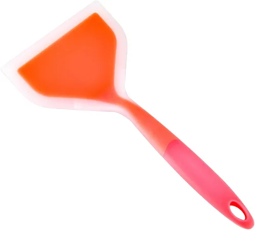 Vista 7 de Espátula ancha flexible estable y gruesa de silicona para panqueques, herramienta para hornear, utensilios de cocina para el hogar, naranja