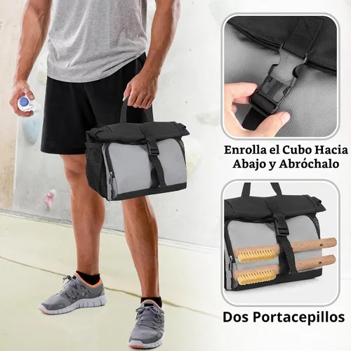 Vista 5 de PGmoon Bolsa de cubo de tiza, bolsa grande de tiza para escalada en roca
