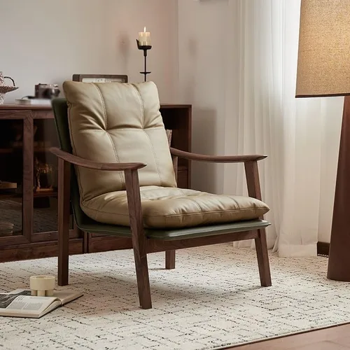 Vista 4 de Silla de escritorio cómoda Silla de madera Silla de comedor Silla de té moderna Silla de té para el hogar Reposabrazos Silla de ocio Silla