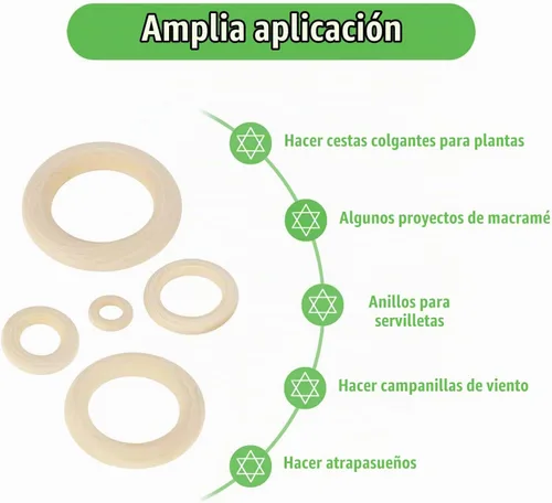Vista 2 de 100 anillos de madera natural sin terminar para manualidades, anillos de madera para bricolaje, conectores colgantes, fabricación de joyas