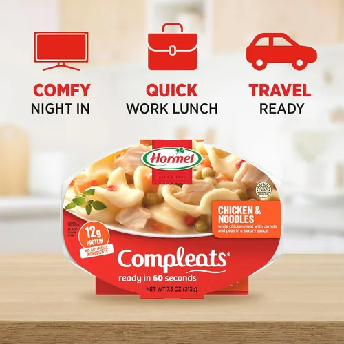 Vista 7 de HORMEL COMPLEATS - Bandeja para microondas de pollo y fideos, 7.5 onzas (paquete de 7)