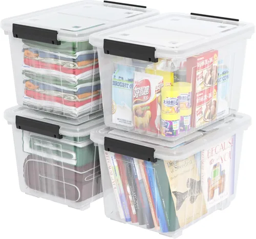 Vista 3 de Farmoon 3 paquetes de contenedores de almacenamiento con tapa transparente, caja de almacenamiento con asa Plástico, apilable