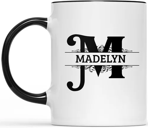 Vista 6 de Taza de café inicial con nombre personalizado para mujeres y hombres, regalos con monograma, taza de café personalizada con letras iniciales