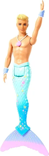 Vista 6 de Barbie Dreamtopia - Muñeca Merman, aproximadamente 12 pulgadas con cola de arcoíris azul y pelo rubio, para niños de 3 a 7 años