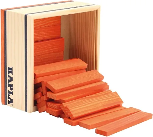Vista 2 de KAPLA 40 cuadrados naranja – Juego de construcción de madera – 40 tablones de construcción de color naranja – para mayores de 3 años