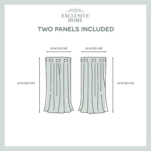 Vista 6 de EXCLUSIVE HOME Kilberry - Par de paneles de cortinas opacas con ojales en la parte superior, 52 x 63 pulgadas, gris ceniza
