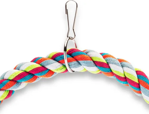 Vista 5 de Percha de algodón grande con forma de cuerda para pájaros, fabricada con materiales naturales, segura para trepar y masticar, ideal para loros