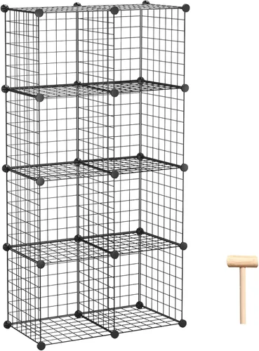 Vista 20 de C&AHOME Almacenamiento de Cubos de Alambre, Organizador de 6 Cubos con Rejillas C de Metal, Unidades de Estantes Modulares, Estantería