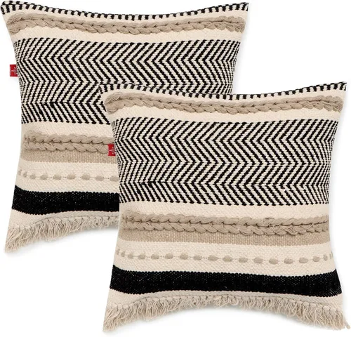 Vista 19 de REDEARTH · Fundas de Cojines Decorativos con Mechones - Fundas Decorativas Tejidas con Textura Boho para Sofá, Cama, Casa de Campo, Silla, Patio