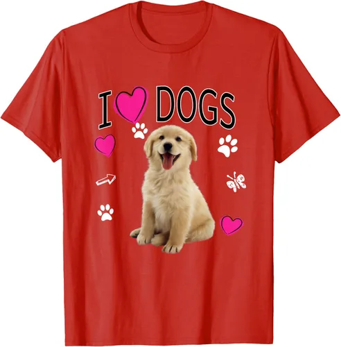Vista 103 de Camiseta I Love Dogs - Camiseta Golden Labrador retriever, Azul Negro