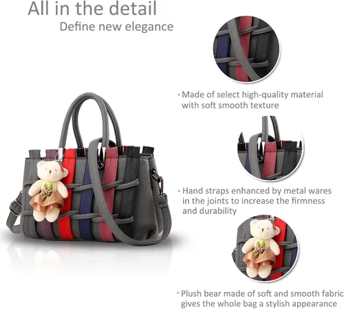 Vista 6 de NICOLEDORIS Bolso de mano colorido para mujer con asas largas de poliuretano