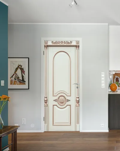 Vista 3 de FLFK Adhesivo para puerta – Puerta vintage beige, mural para despegar y pegar, tamaño combinado 30 x 80 pulgadas, dividido en 2 piezas Mt5423