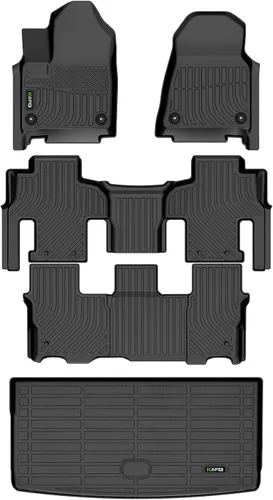 Vista 90 de HAFIDI® Juego de alfombrillas y forro de carga para Kia EV9 2024 2025 2026 (no apto para sillas de relajación), protección para todo tipo de clima