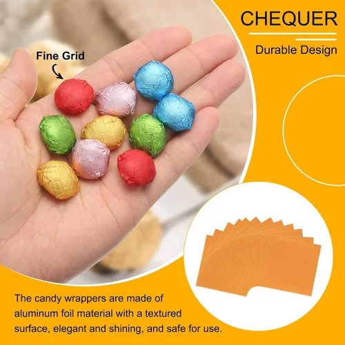 Vista 3 de uxcell 100 envoltorios de aluminio para dulces, envoltorios de barra de chocolate de 4 x 4 pulgadas, papel de aluminio para decoración de embalaje
