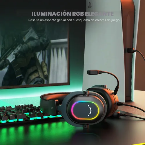 Vista 5 de FIFINE AmpliGame H6 Auriculares USB con cable para juegos con RGB dinámico Negro